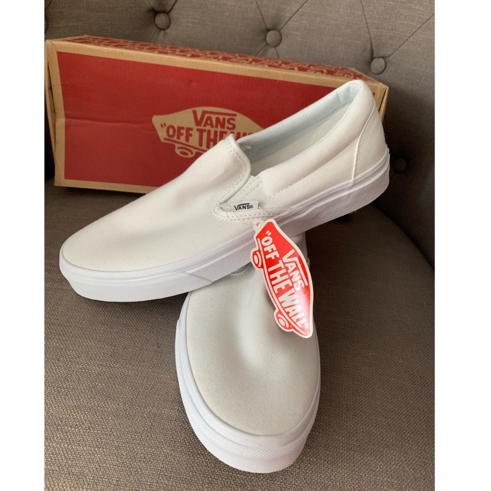 Vans White Classic Slip-on Shoes